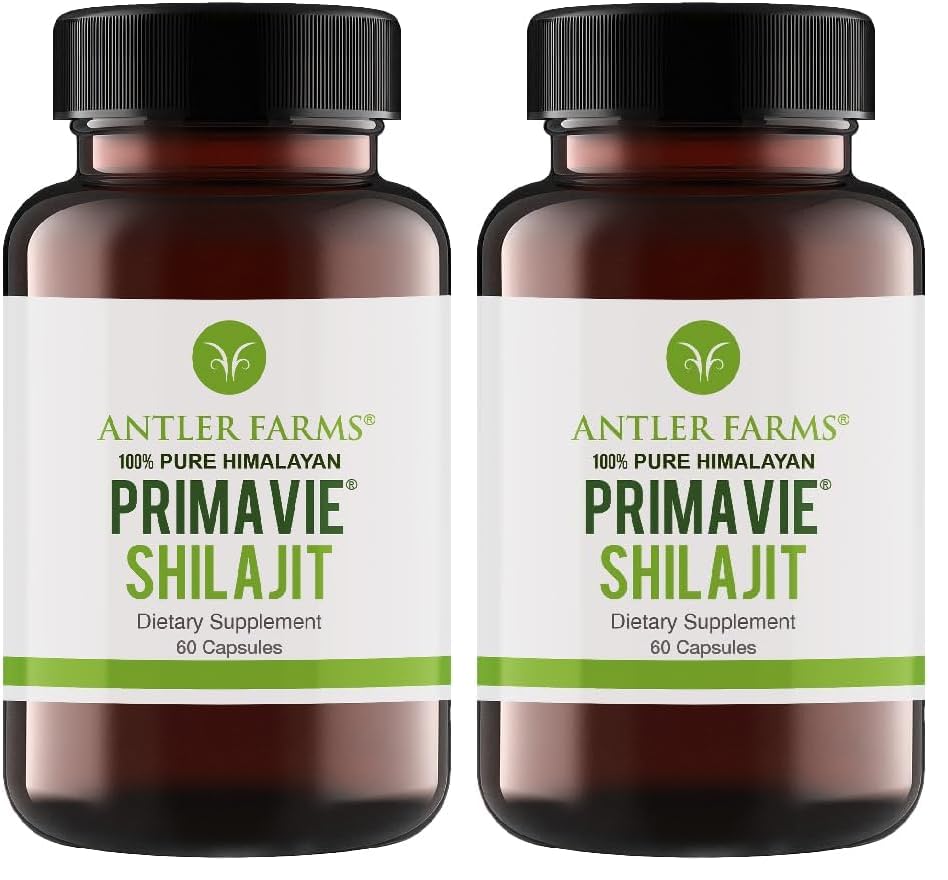 Antler Farms PrimaVie Shilajit for Men Extract - 60 Capsules, 250mg, 2 Pack 60 Count (Pack of 2)