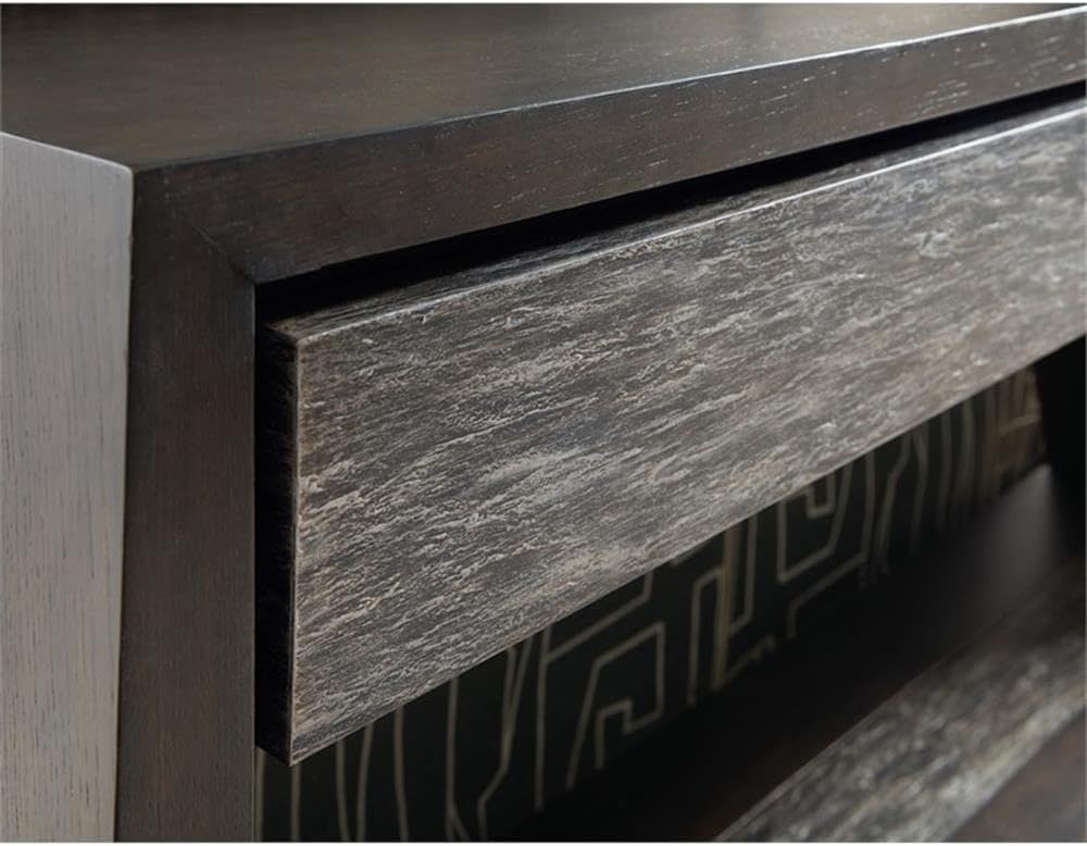 BOWERY HILL Modern Wood Console Table, 76 x 17 x 35 in, Oak Veneers, Textured Brown Finish, 2 Soft-Close Drawers, Fixed Shelf, Casual Style for Living Room or Entryway