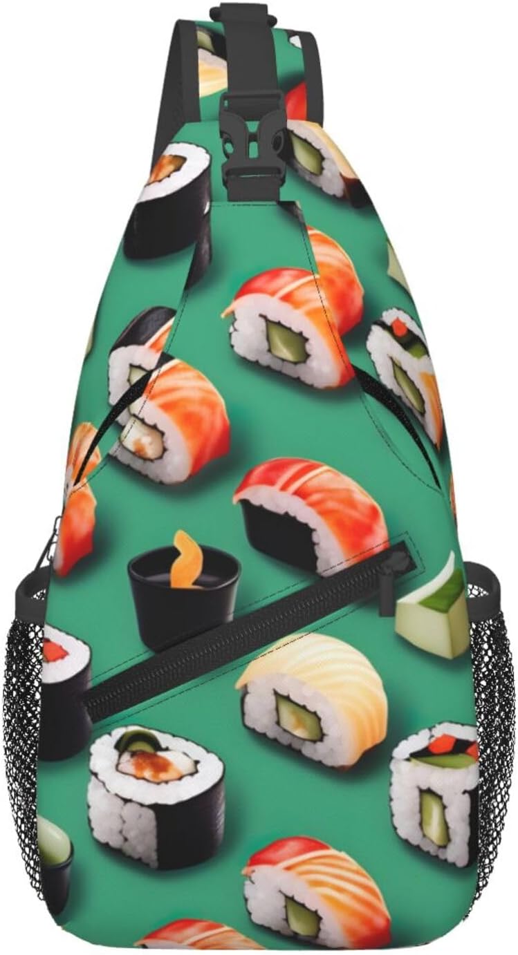 Durable Lightweight Sushi Food Print Cross chest bag diagonally for Travel Commute Daily Use