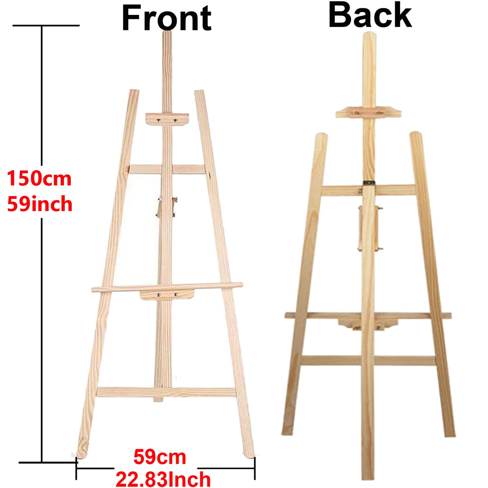 Chevalet Bois Hêtre 150cm Réglable - Support Tableau Pliable Pour Artistes Adultes | Idéal Peinture Et Expositions