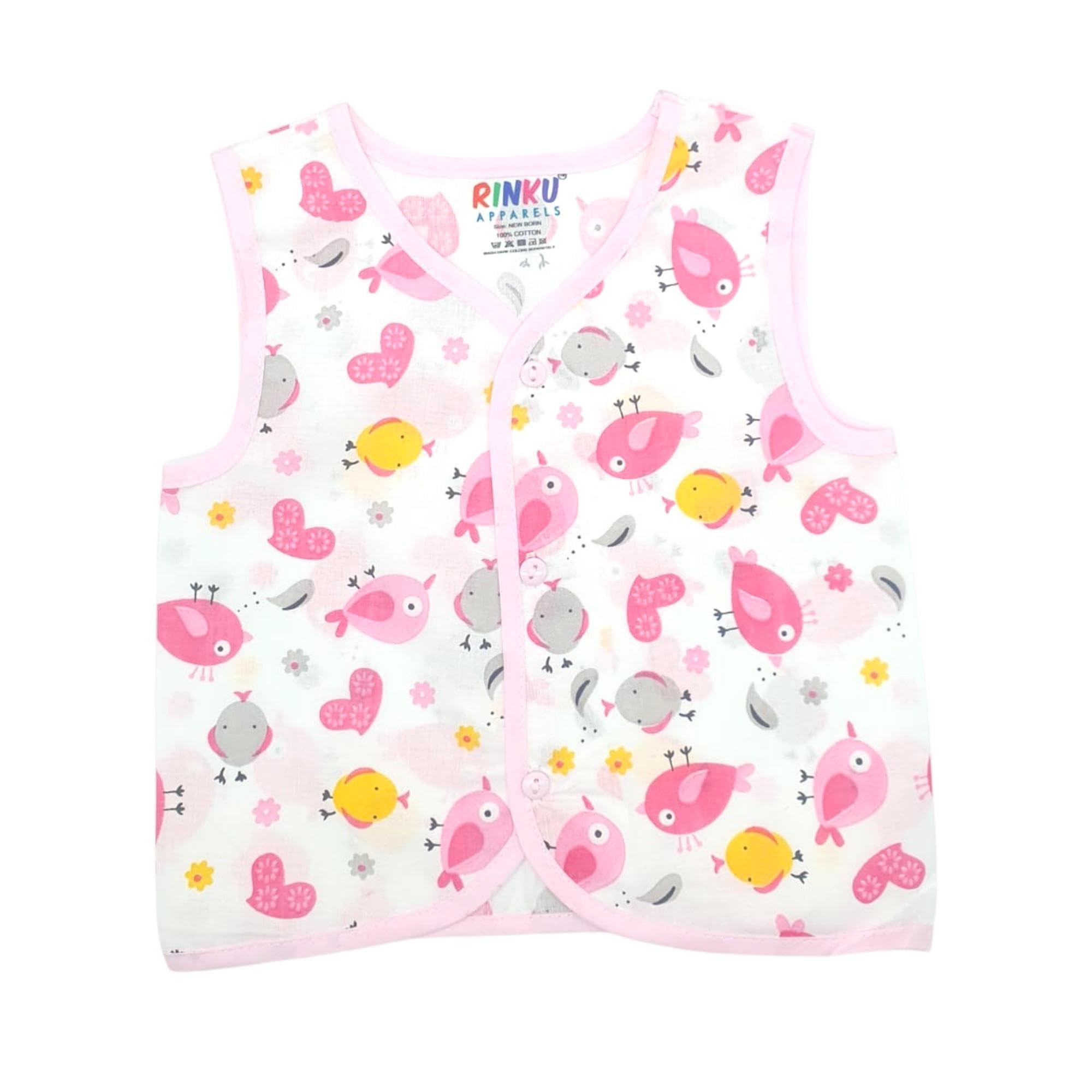 VIRTI MINI ME Soft Cotton Muslin Sleeveless Jhabla for Baby Boys | Regular Fit Vest for Infant Summerwear | Pack of 3 (Any 3) Multicolour 2