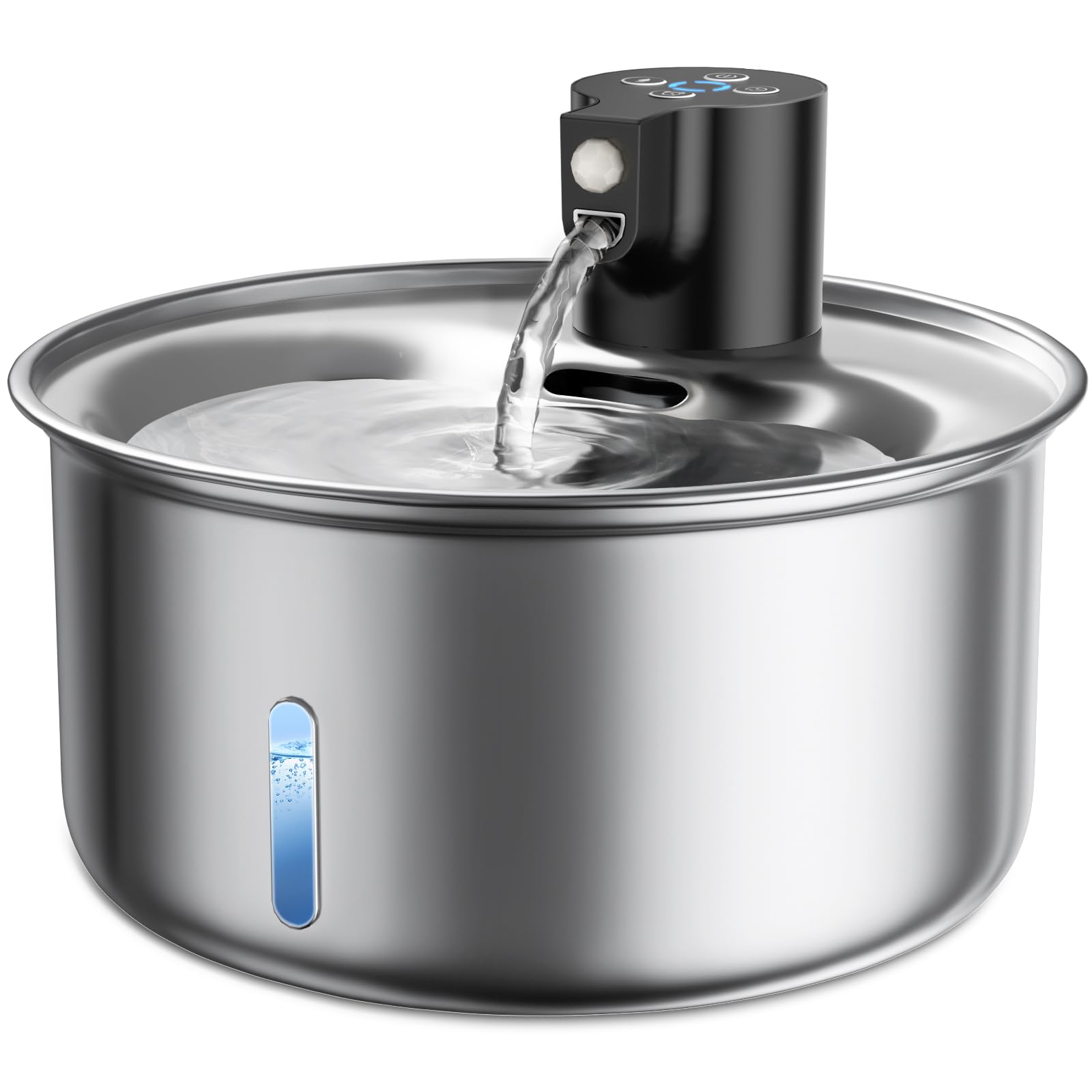 Cordless Cat Water Fountain, 5.5L/186oz Battery Operated Pet Water Fountain Stainless Steel with Ultra Quiet Pump, Motion Sensor, Cordless Pet Water Fountain Outdoor&Indoor Cat Water Drinking