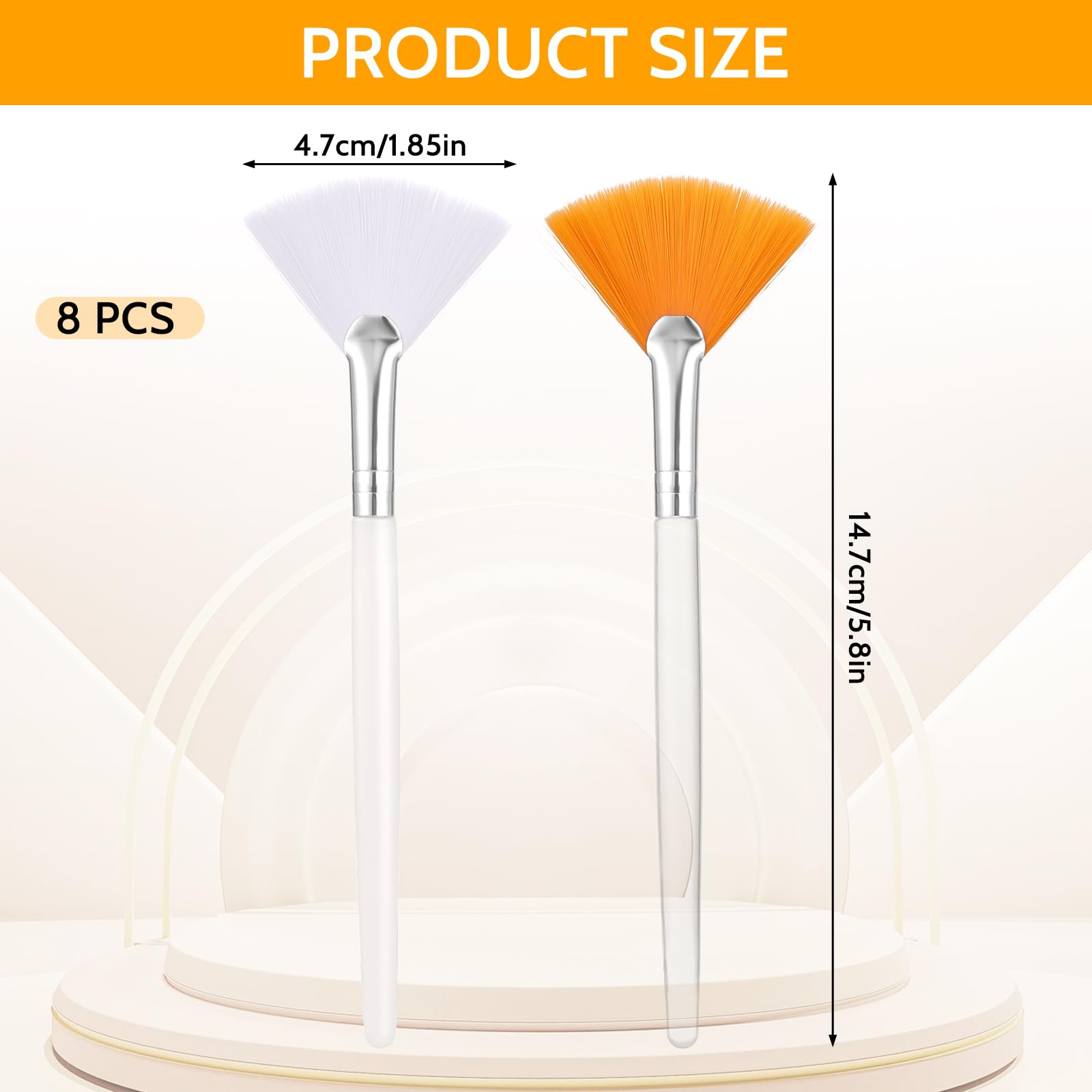 8 Pcs Fan Brushes Esthetician Soft Facial Brushes Fan Mask Brushes Cosmetic Makeup Mask Applicator Brushes for Women Girls, for Loose Powder, Highlighting and Blush