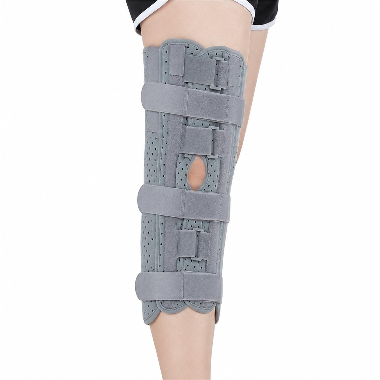 Inmovilizador de Rodilla y Férula de Pierna Completa para Recuperación Postoperatoria Estabilizador con Barras de Aluminio para Rotura de Menisco Ligamentos ACL MCL(2XL)