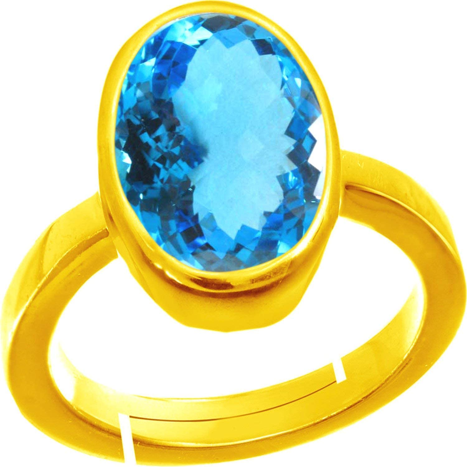 anuj sales Certified 2.25 Ratti 1.00 Carat Special Quality Blue Topaz Free Size Adjustable Ring Gold Plated Gemstone by Lab Certified(Top AAA+) Quality for Man or Women-picture-20