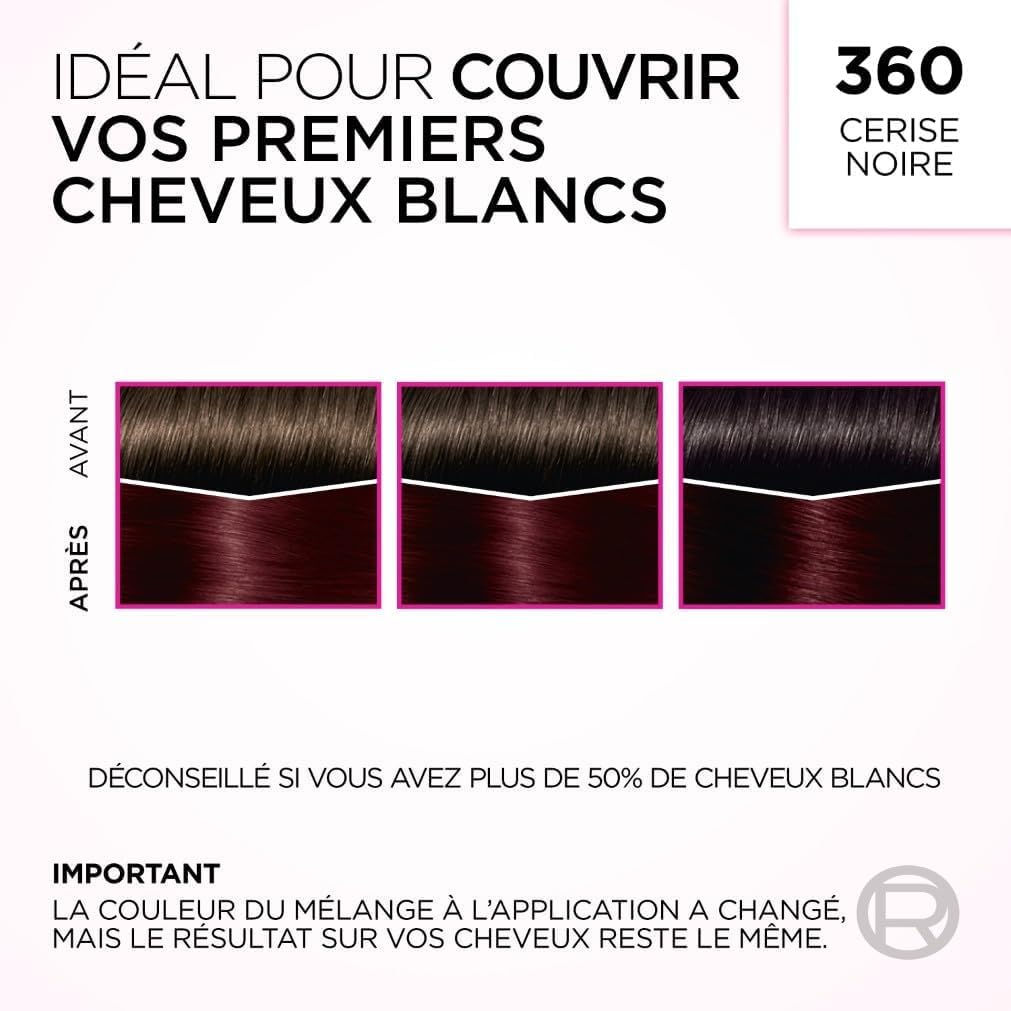 L’ORÉAL PARIS - Coloration Cheveux Semi-Permanente Ton sur Ton - Couleur Soin Gloss - Sans Ammoniaque - Casting Crème Gloss - Nuance : Cerise Noire (3.60)