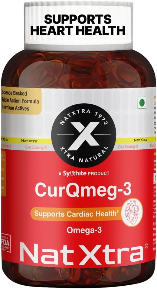 CurQmeg-3 Supplement | Supports Heart Health, Immune Balance & Joint Comfort | Plant-Based Omega-3 DHA, Vitamin K2 & Curcuminoids | 60 Vegetarian Capsules