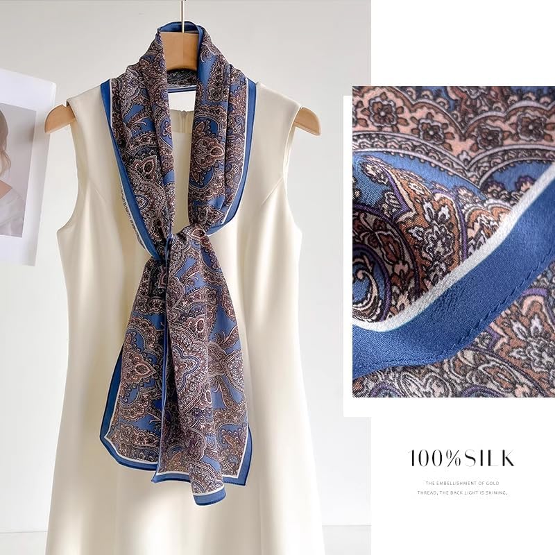 100% Mulberry Silk Women's 55”*14” Long Scarf Headscarf and Neck Scarf - Rectangular Hair Towel with Gift Packed - Image 6