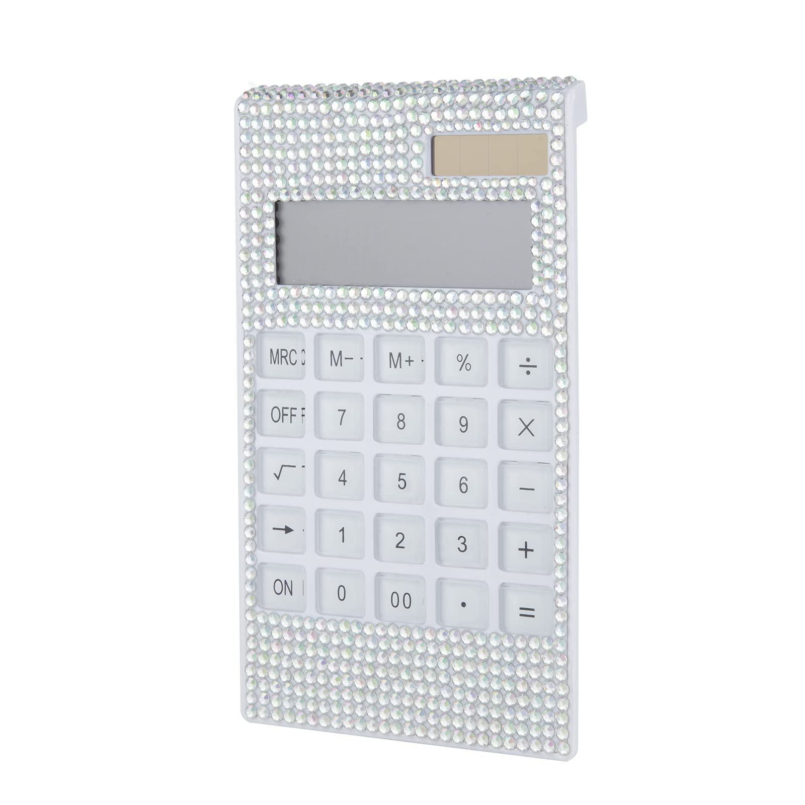Office Calculator with Bling Crystal Decorative Fashionable Desk Accessory, for Office,School or Home (White)