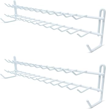 Huji Wall Mount Tie and Belt Rack Organizer, White 2 Pack
