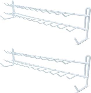 Huji Organizador de Corbata y cinturón de Montaje en Pared, Color Blanco (Paquete de 2)