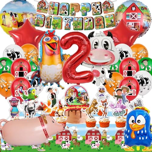 Farm Theme Birthday Decorations Party Decorations Birthday Party Supplies Banner Balloons Tablecloth Cupcake Toppers Large Cake Decorations Table Cover (2 year old)