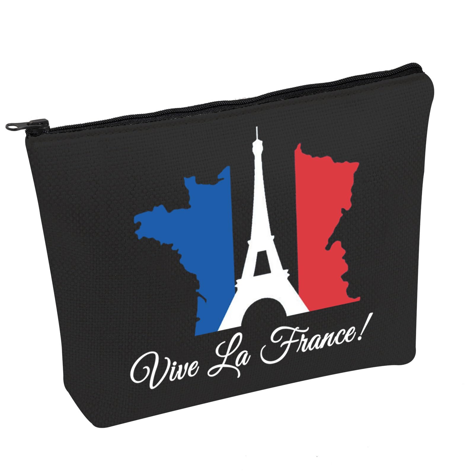 PWHAOOFunny France Cosmetic Bag Vive La France Cosmetic Bag Paris France Gift Travel To France Pouch Bag (Vive La France B)