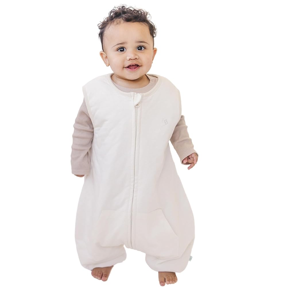 Tealbee Dreamsuit Toddler Sleep Sack with Feet - Walker Sleep Bag with Legs, Rayon made from Bamboo, All Season 1.2 TOG, 2-Way Zipper, 2T-3T - Undyed