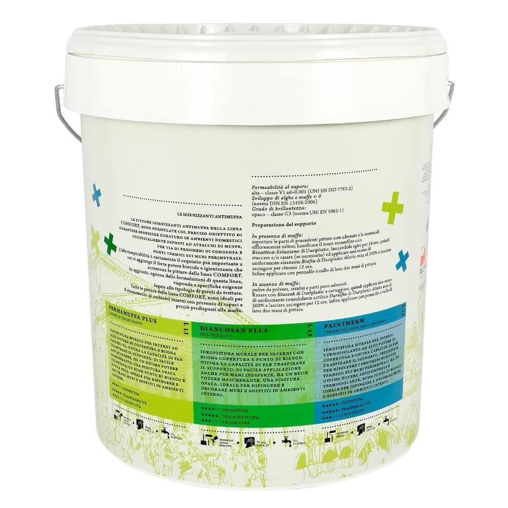 Comfort Biancosan Plus Idropittura Igienizzante Antimuffa Traspirante Per Pareti (Litri 4, Bianco)