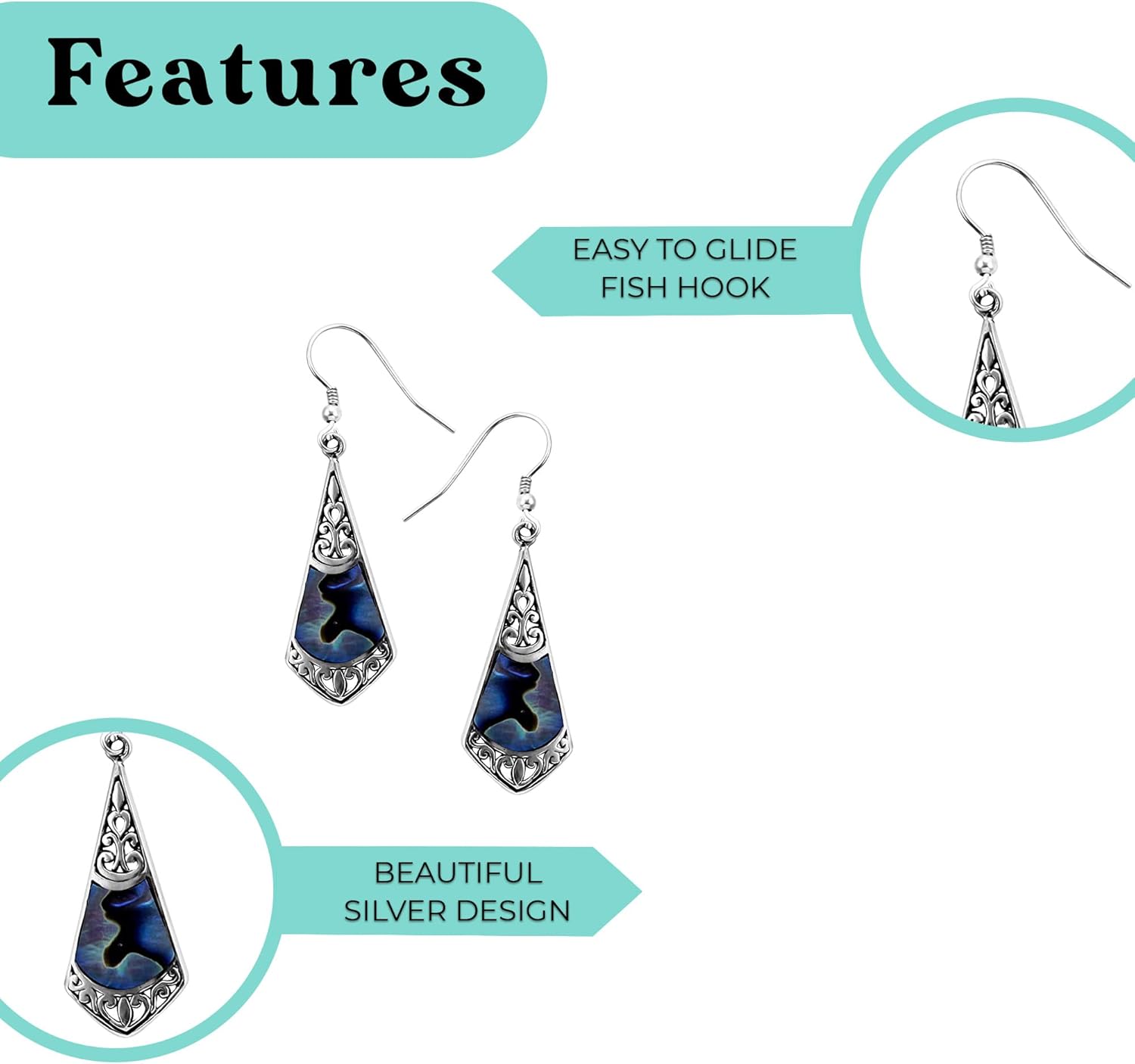 Dangle Earrings for Women Boho - Colorful Beach Jewelry in 925 Sterling Silver Funky Colorful Beautiful Jewelry Birthday Christmas Gifts - Image 5