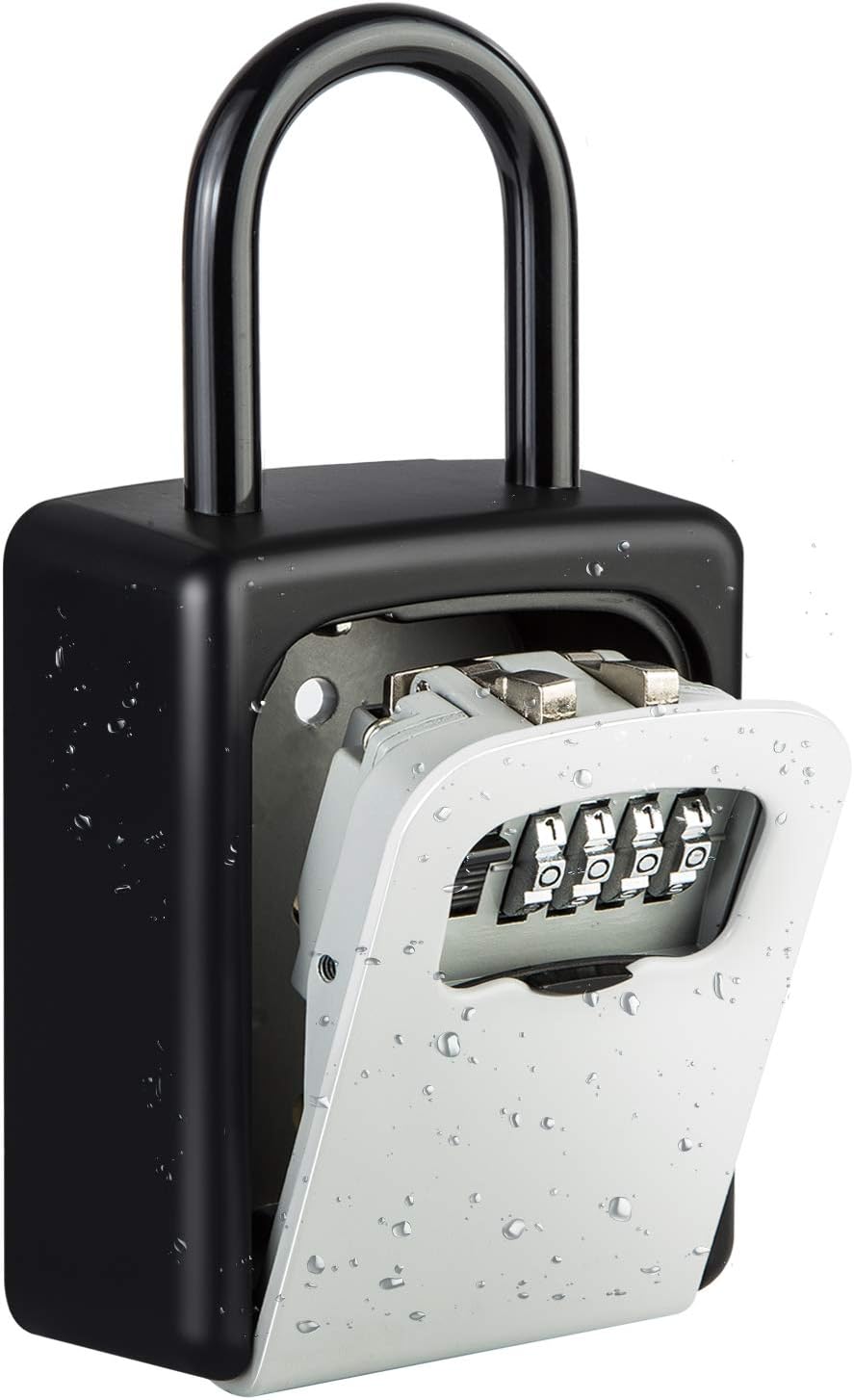 DiyifeKey Lock Box with Shackle, [Updated Version][Wall Mounted] Combination Key Safe Storage Lock Box with Hook for Home Garage School Spare House Keys