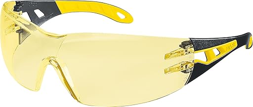 Uvex Pheos Gafas de Seguridad Amarillos - Protección Laboral - Antiarañazos y Antivaho, Incluye Paño de Limpieza