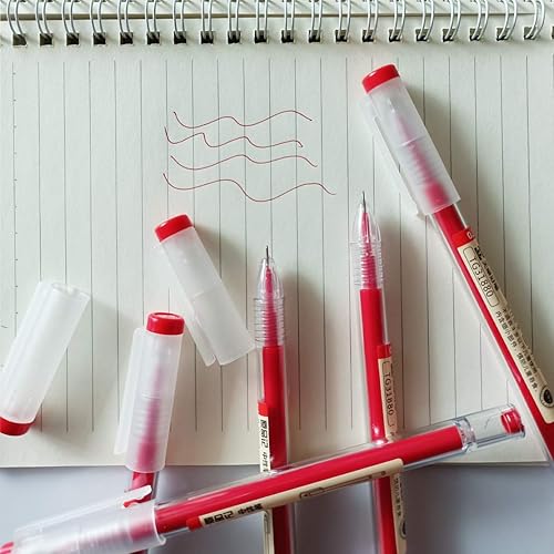 Miniatura 3 de sencoo Paquete de 5 bolígrafos de tinta de gel color rojo líquido de 0.014 in ultra fino para oficina, escuela, papelería, estudiantes, premio