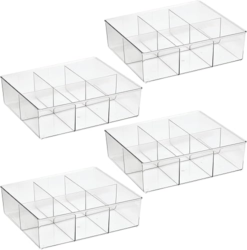 Miniatura 9 de mDesign Contenedor de plástico con 12 compartimentos divididos para cajones y clósets, organizador para bufandas, calcetines, corbatas, brasieres y