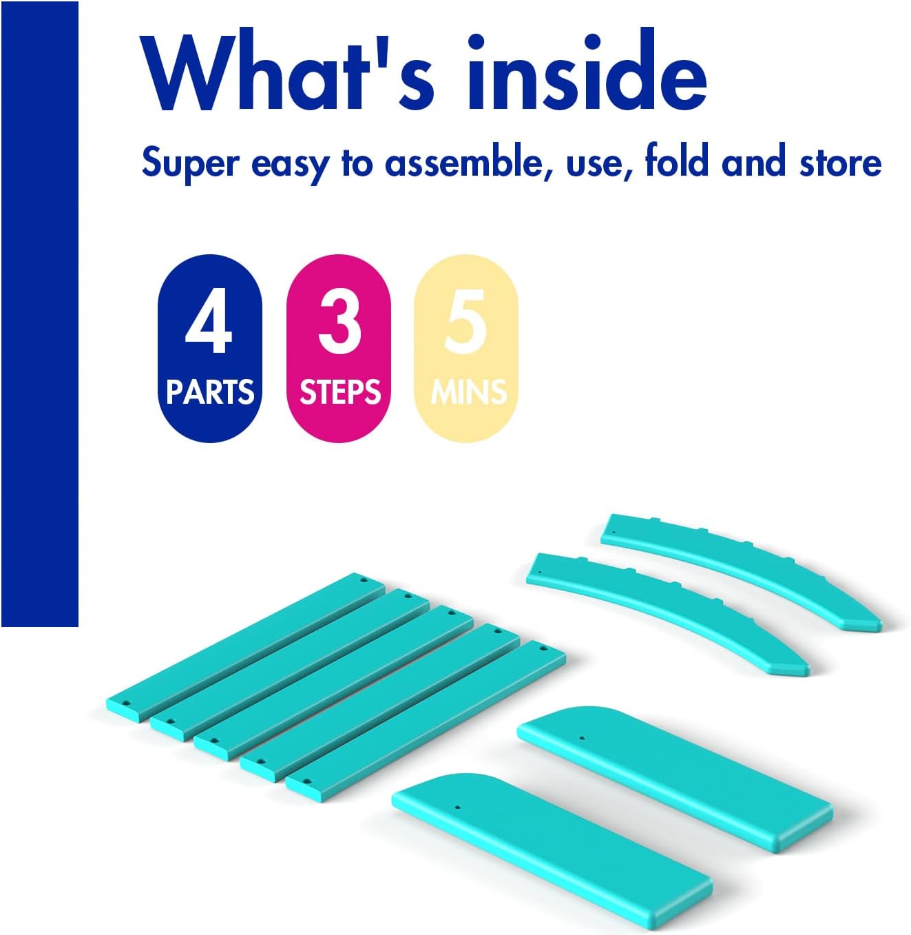 BRIOPAWS Adirondack Ottoman | Folding | HDPE Plastic | Aqua Outdoor Foot Rest | All Weather | Patio Footrest for Adirondack Chair | Foot Stool for Pool Deck Porch | 19.7W x 18.5L x 13H Inch