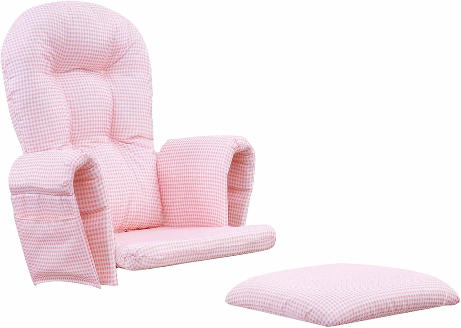 Extra Thick Velvet Glider Rocker Replacement Cushions Set - 5Pcs Soft Cushions with Ottoman Storage Pockets for Indoor Nursery Rocking Chair Comfort