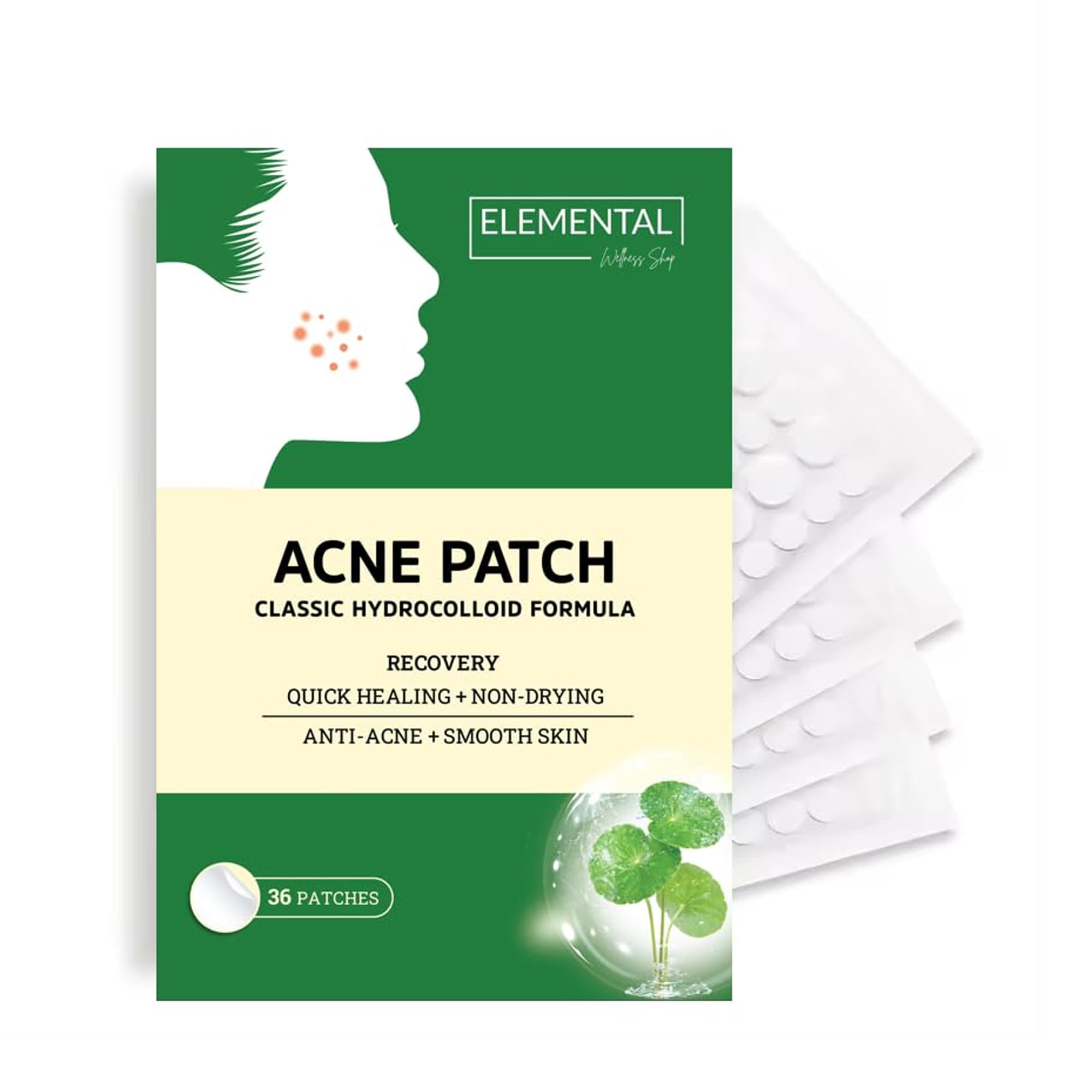 Elemental Acne Patches - Hydrocolloid Spot Treatment for Face, Fast-Acting Pimple Stickers, Skin Clearing Treatment, Clear Skin Solution, Pimple Dots for Zits & Blemishes (36 Patches)