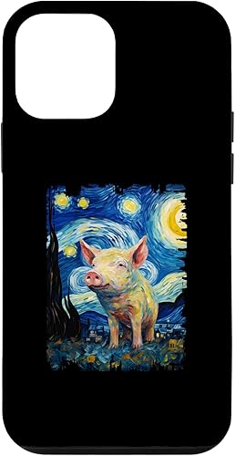 iPhone 12 mini Pig Starry Night Painting Mom Dad Case