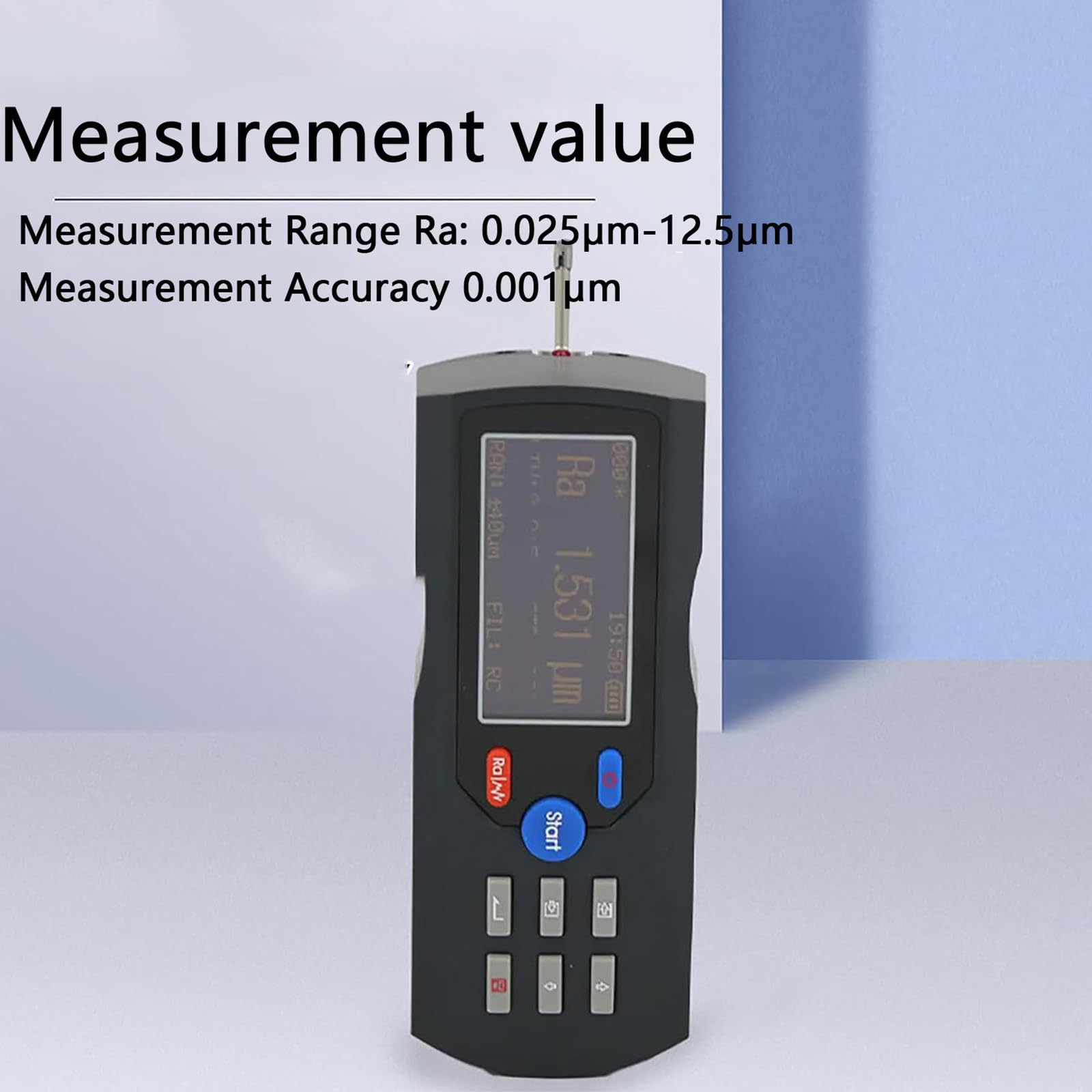 Rugosimètre numérique Portable avec écran LCD, rugosimètre métaux, Plage de Mesure ra : 0,025 µm à 12,5 µm, précision de Mesure : 0,001 µm, Rechargeable. White
