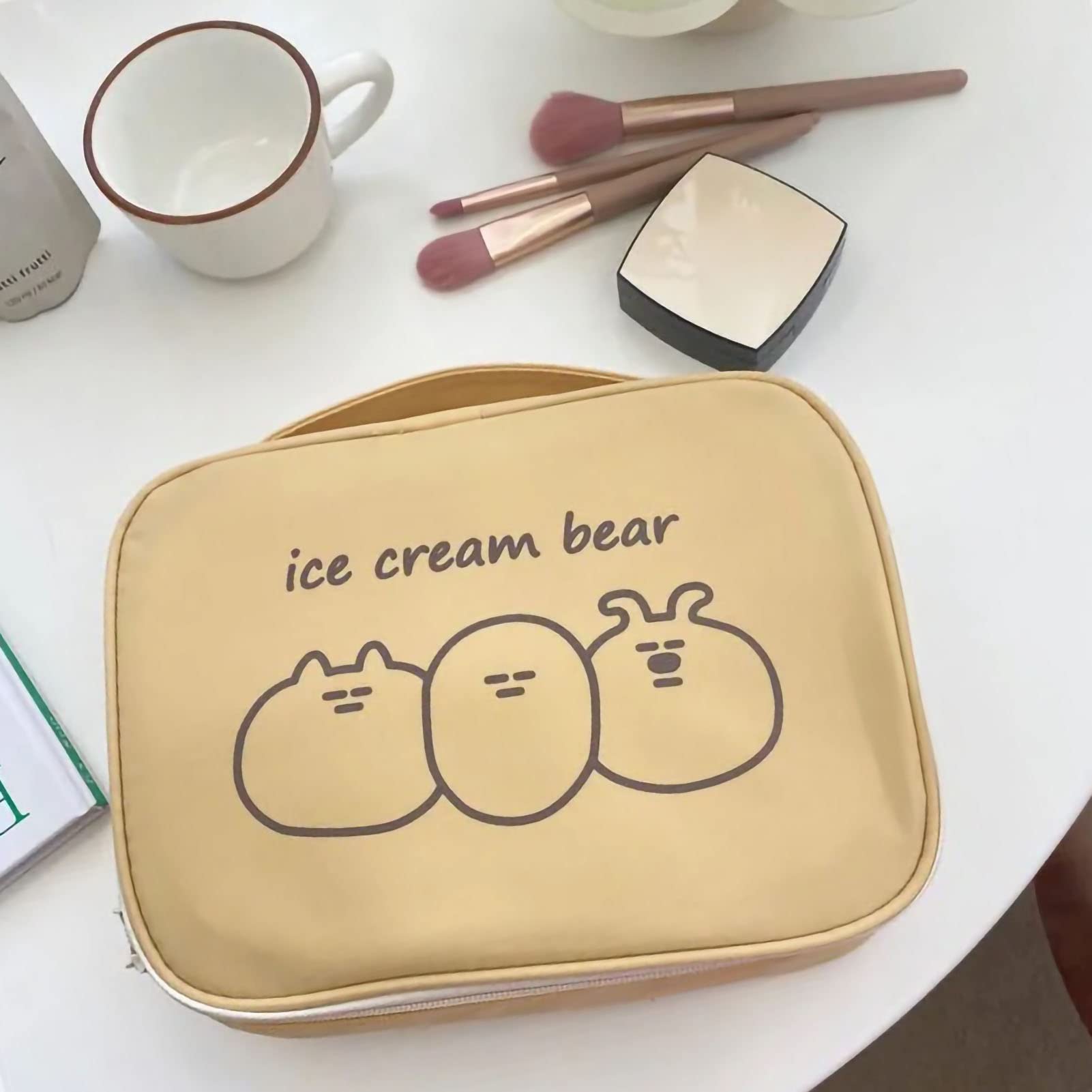 Trnerm Kleine Make-up-Tasche Mit Bären-Punkte-Muster – Weiche Kosmetiktasche Für Reisen