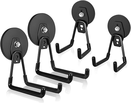 ENUODA Strong Magnetic Hooks Heavy Duty 4 Pack Garage Hooks Magnet Utility Hooks for Cruise Hanging Garage Shelve and Garden Tools Kitchen Outdoor