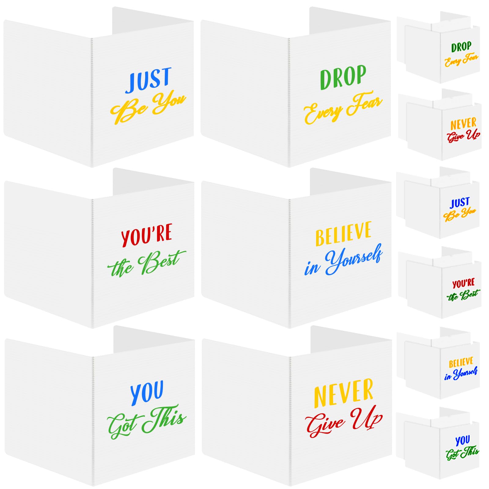 24 Pack Plastic Desk Dividers for Students Inspirational Privacy Folders White Test Divider for Student Desks Study Carrel Divider Classroom Testing Dividers Teacher Supplies