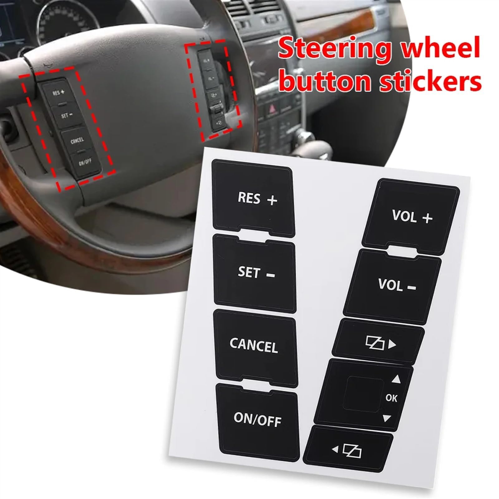 ZzYyyJie Pour VW Touareg 2004–2009 Kit D'autocollants De Réparation De Boutons De Voiture,Tableau De Bord