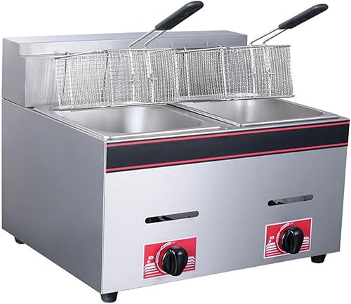 Freidora de escritorio profesional de gas comercial de acero inoxidable de 8 l*2, de gran capacidad, pollo frito y patatas fritas al aire libre,