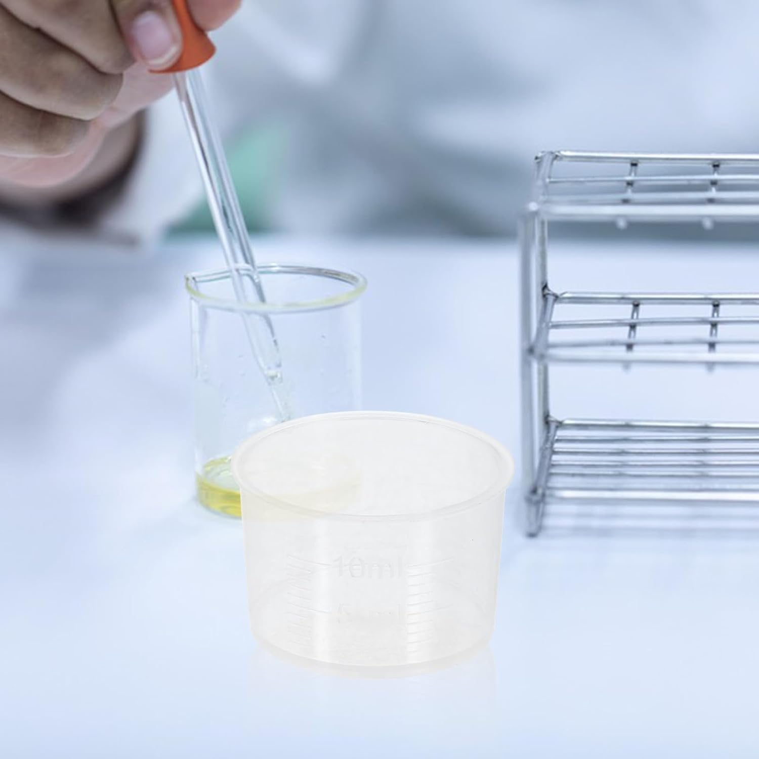 100pcs 10ml Measuring Cup for Liquid: Clear Plastic Medicine Cups Bulk - Small Milliliter Scale Dosing Container Beaker Tool for Kids Medication Paint Mixing Lab Baking Transparent