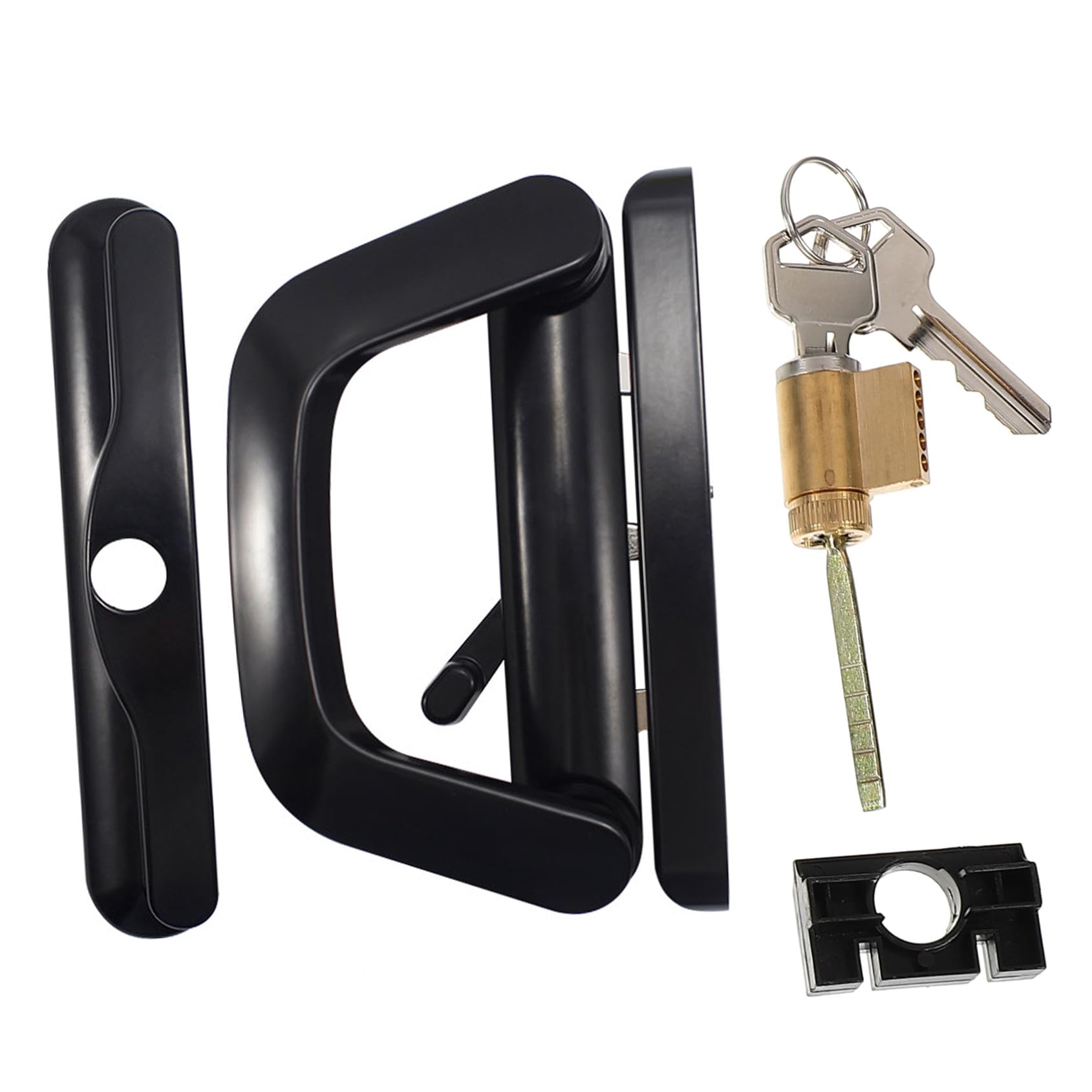 Serrure de Porte Coulissante Loquet Unilatéral avec Clé en Zinc