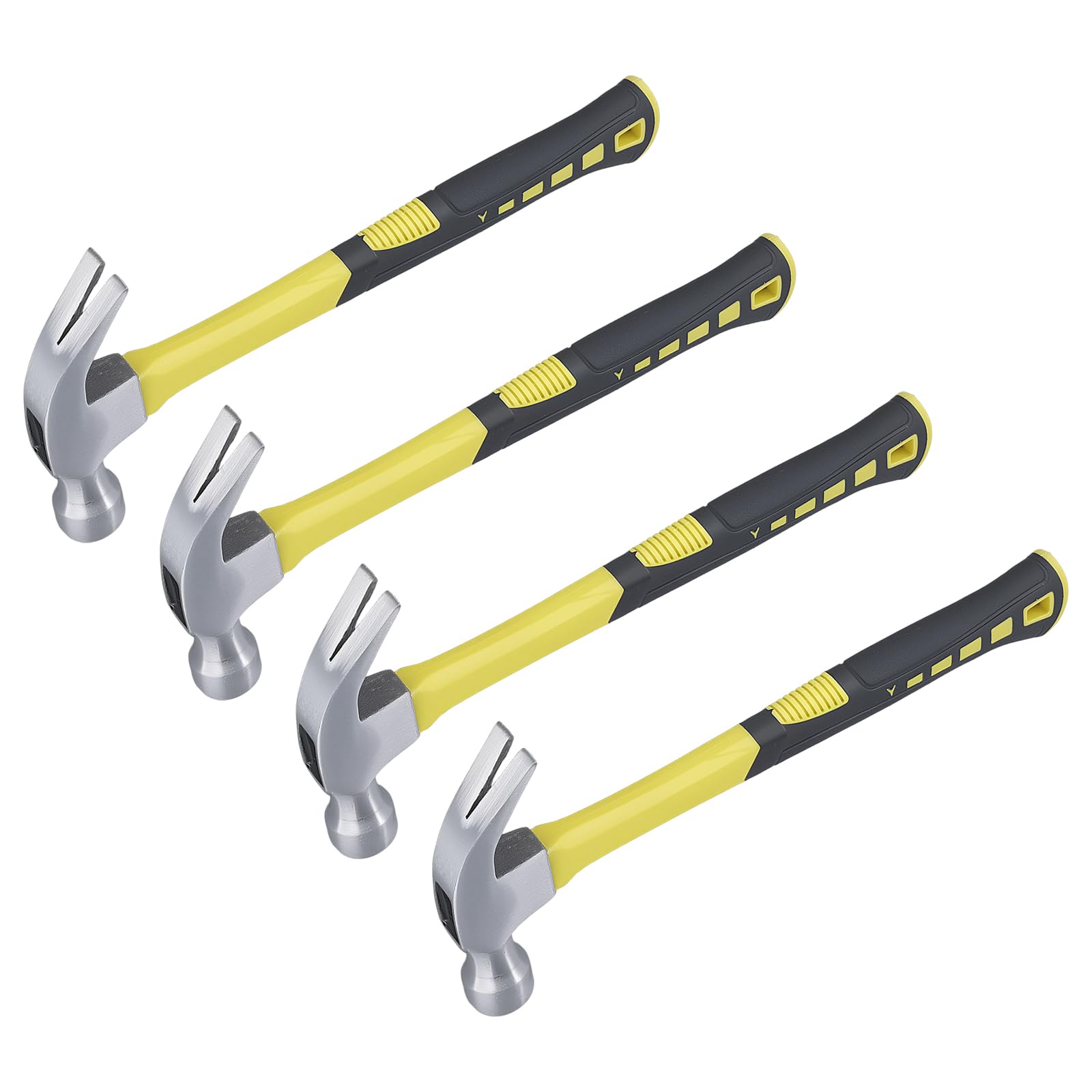 SOUJAP 4 PCS 16oz Claw Hammer, Carbon Steel Nail Pin Straight Hammer for Carpenters Electricians Home Repairs