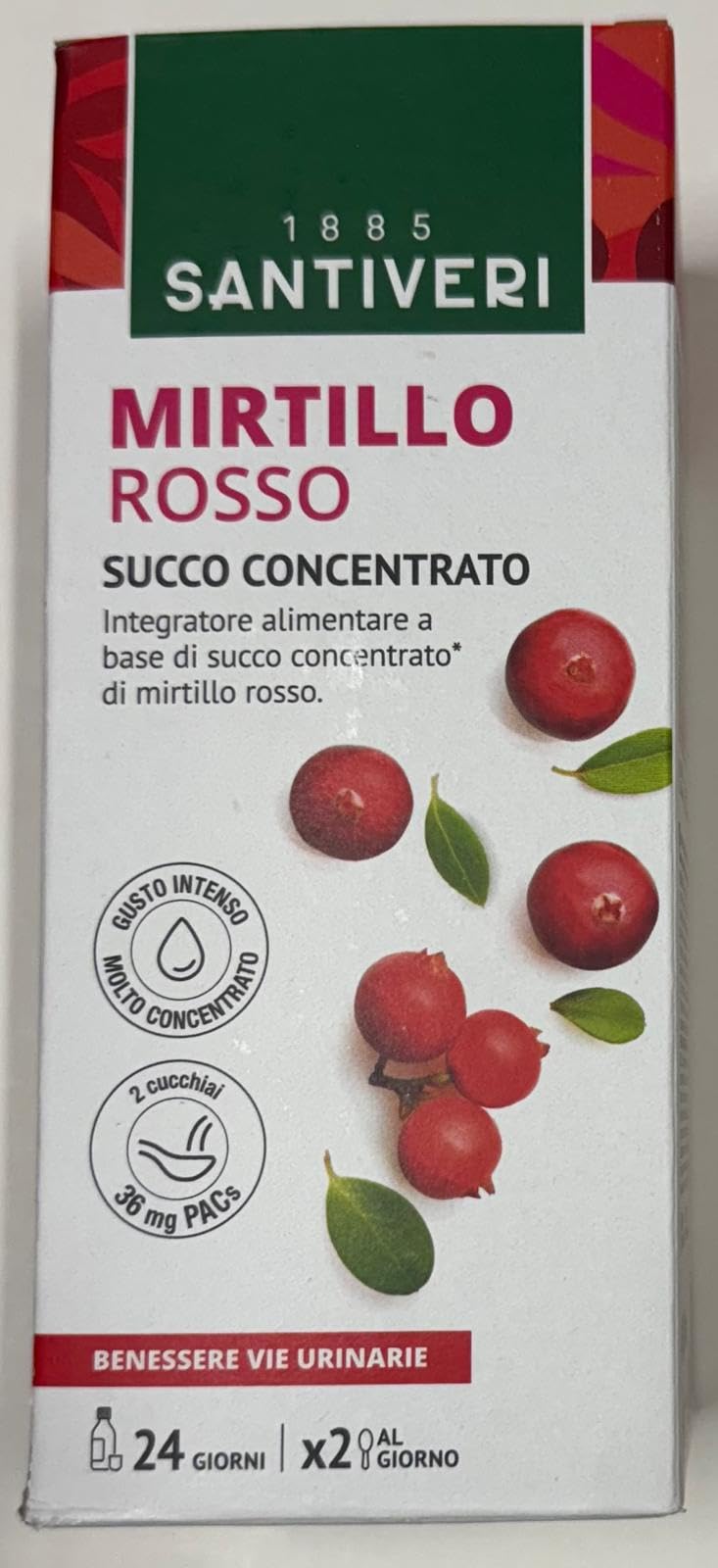 Mirtillo rosso concentrato Santiveri, 490 ml