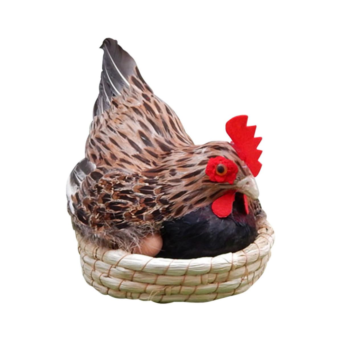 Figurine de poule réaliste GALPADA en paille pour décoration de jardin