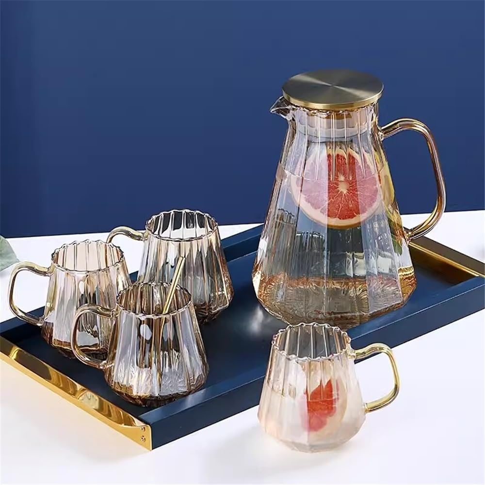 Jarra de Agua Hervidor de Agua Vidrio Gran Capacidad for el hogar, Jarra Creativa for fría, Jugo, Leche, café, Tetera, 1,5 l o,8 | Medio
