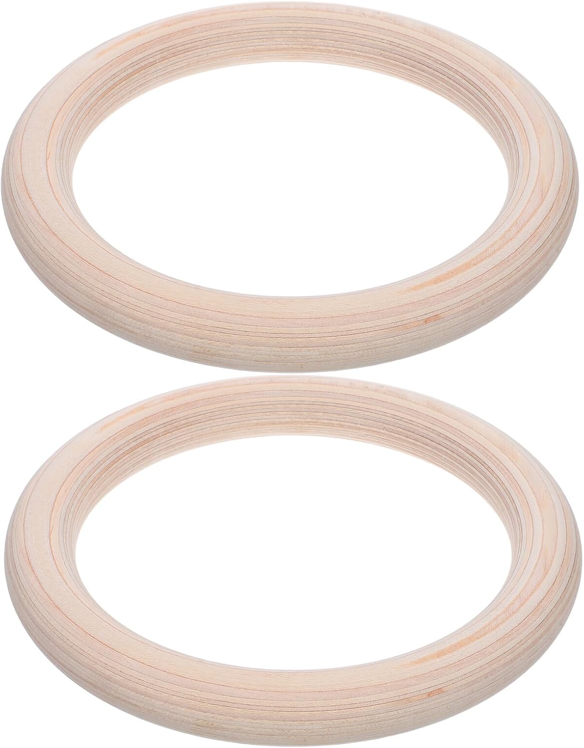 FRCOLOR Wood Gymnastics Rings 2pcs Set with Heavy-Duty Straps for Strength Training and Pull up Exercise, Professional Birch Wood Suspension Rings for Home Gym Full Body Workout