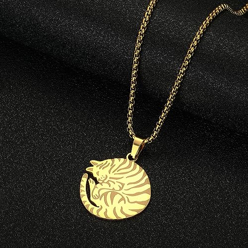 Collier acier bouclé cadeau pendentif mignon animaux rayés mixte - 2