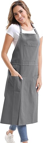 Miniatura 7 de Nanxson Delantal de cerámica con pierna dividida, largo para pintura de artista, con 3 bolsillos y hebilla ajustable para rueda de cerámica, arte de