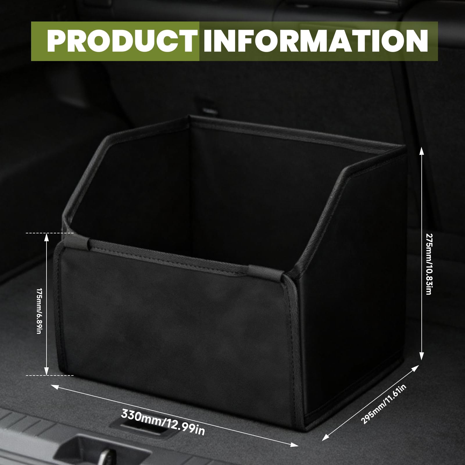 FAELNK Contenitore per Bagagliaio Auto Dimensioni Organizer per Bagagliaio Auto Scatola Portaoggetti Pieghevole in Pelle Scamosciata per SUV Berlina, Senza coperchio | 32x30x28cm