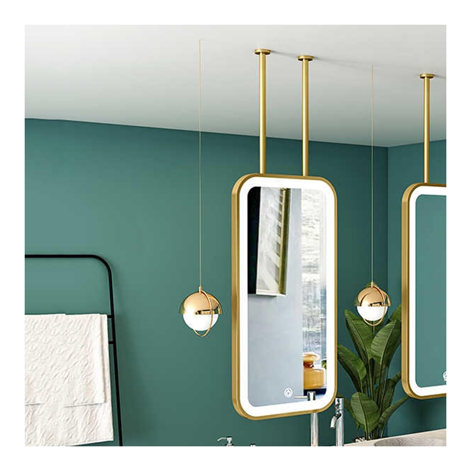 Miroir rectangulaire plafond LED or en métal de haute qualité pour salon et chambre chic