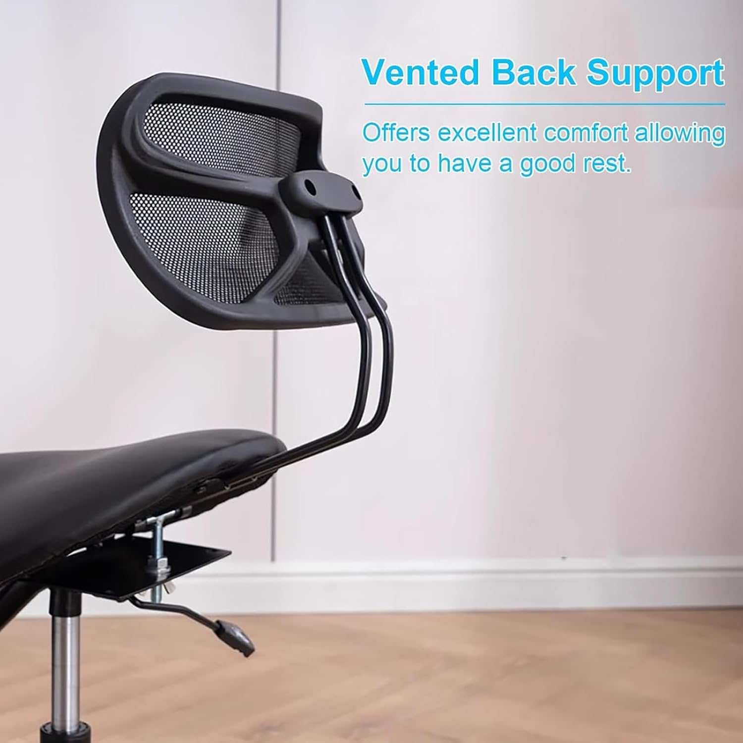 Modern Ergonomic Saddle-Shaped Kneeling Chair with Backrest, 360-Degree Swivel and Adjustable Angle Office Chair, Black Leather
