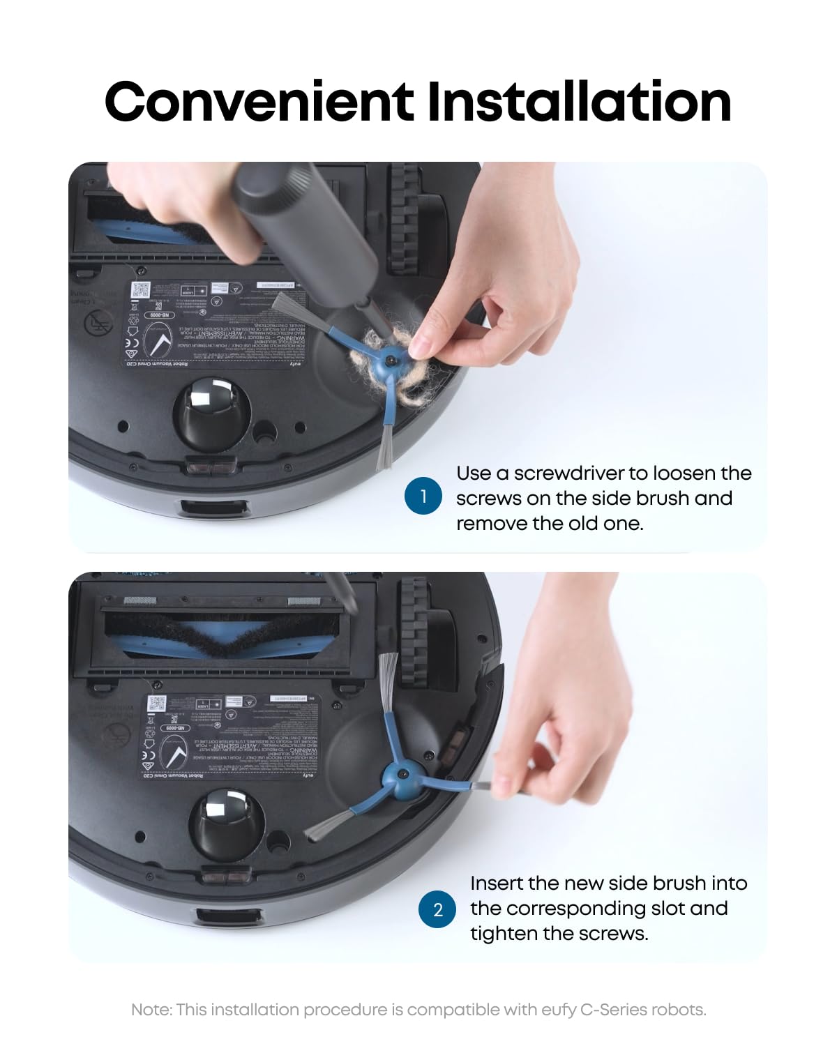 eufy Cepillos laterales de repuesto (6 piezas) para robot aspirador autovaciado C10