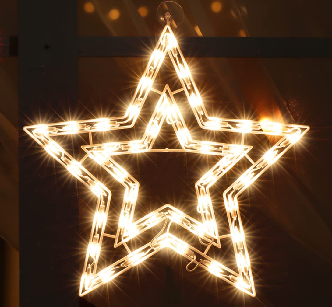 LAMPHOME Beleuchteter Stern, Weihnachts-Fenster-Silhouette, Dekoration, Lichter, Dekorationen, Fensterdekorationen für Weihnachten, Party, Zuhause, Terrasse, Rasen, Garten