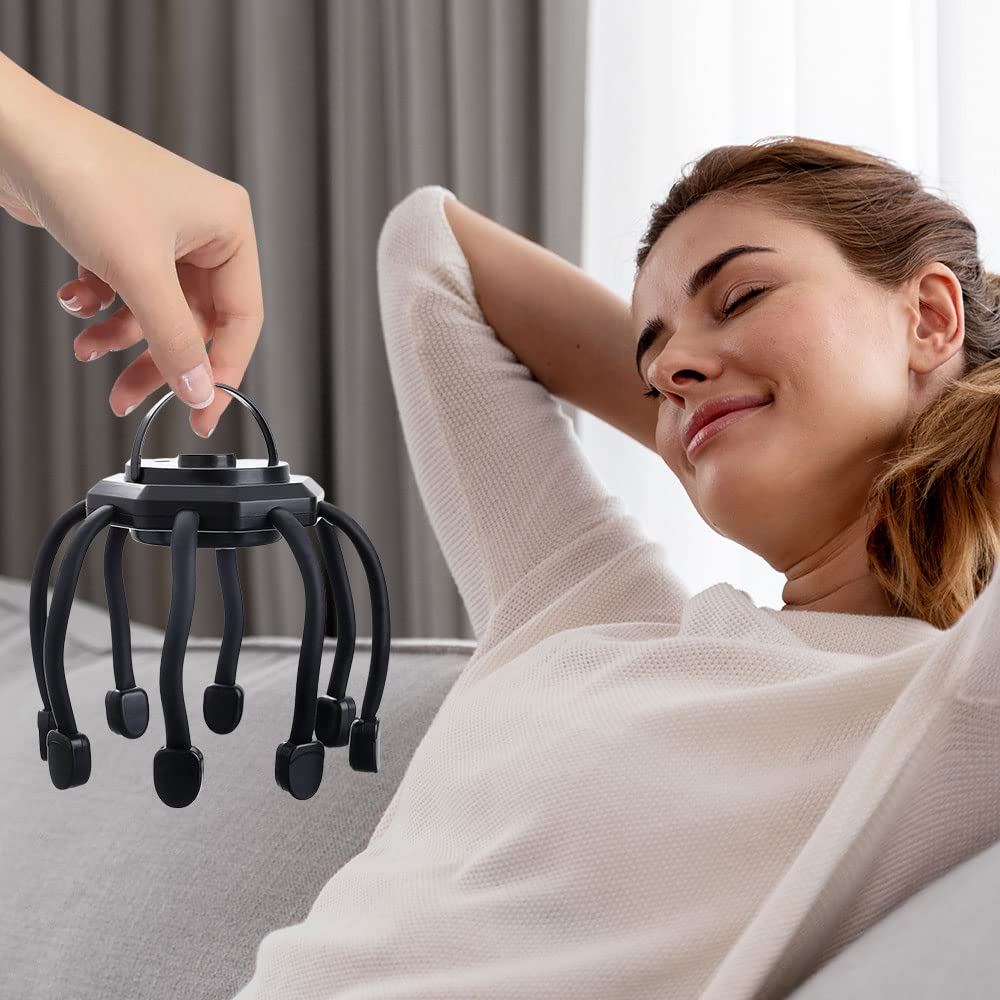 Massaggiatore elettrico ultra per cuoio capelluto, con 3 modalità, massaggiatore elettrico a 360 gradi, massaggiatore per la testa del cuoio capelluto e lo stress, massaggiatore elettrico portatile