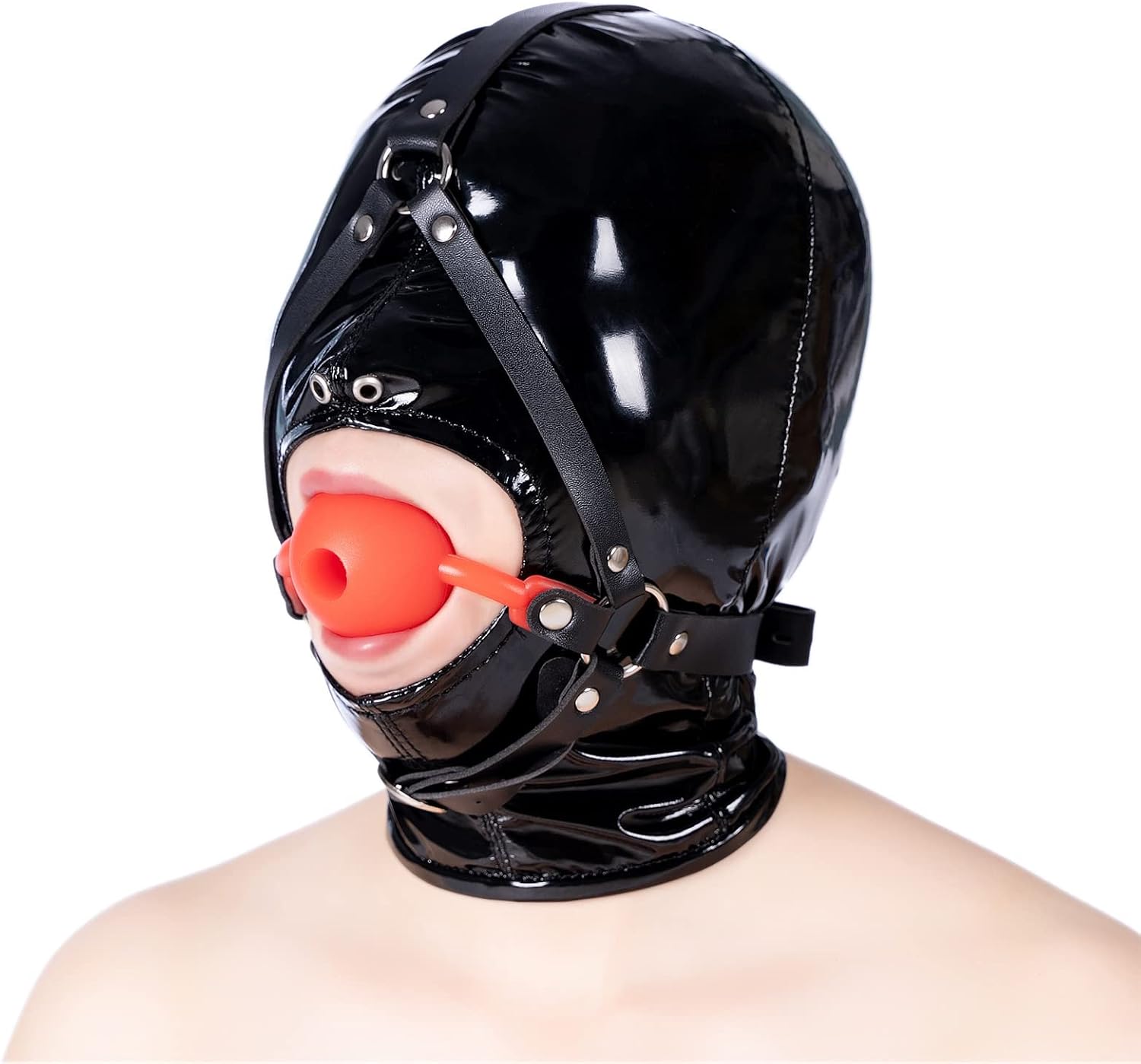BDSM Adjustable Bondage Head Harness with Ball Gag, Breathable Silicone Wax Play Candle Mouth Gag, Erotic Sex Gear, Fetish Restraint for Slave Play, Gift for Couples Her Him